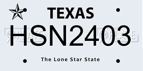 HSN2403 Texas License Plate