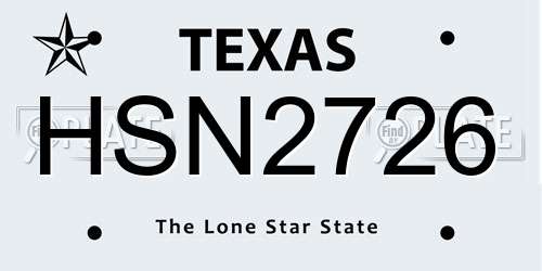 HSN2726 Texas License Plate