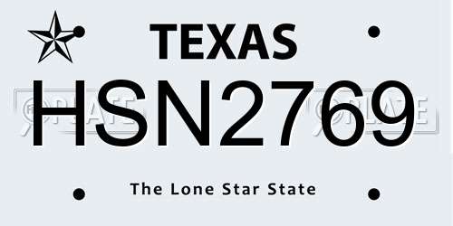 HSN2769 Texas License Plate