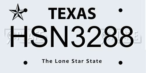 HSN3288 Texas License Plate