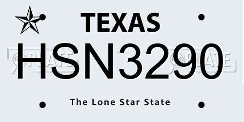 HSN3290 Texas License Plate