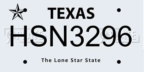 HSN3296 Texas License Plate
