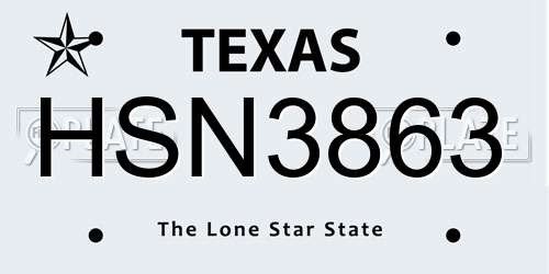 HSN3863 Texas License Plate