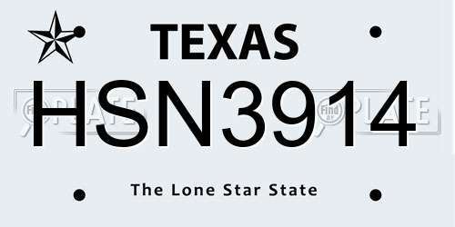 HSN3914 Texas License Plate