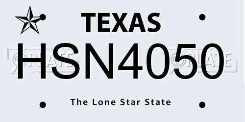 HSN4050 Texas License Plate