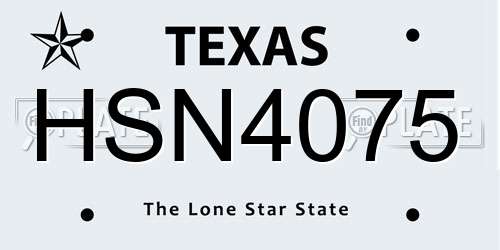 HSN4075 Texas License Plate