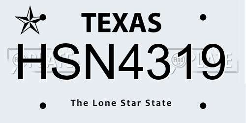 HSN4319 Texas License Plate
