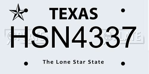 HSN4337 Texas License Plate