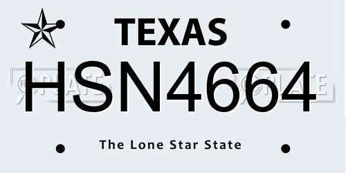 HSN4664 Texas License Plate