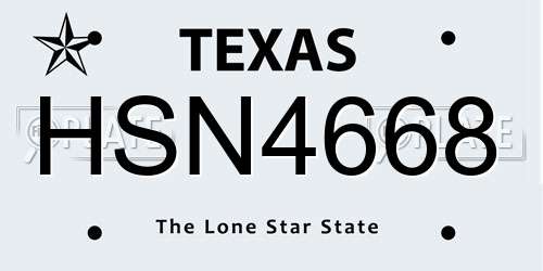 HSN4668 Texas License Plate