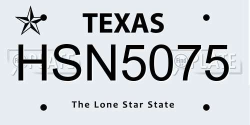 HSN5075 Texas License Plate