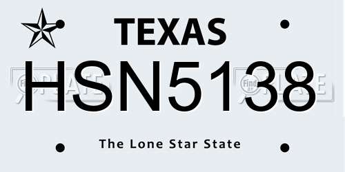 HSN5138 Texas License Plate
