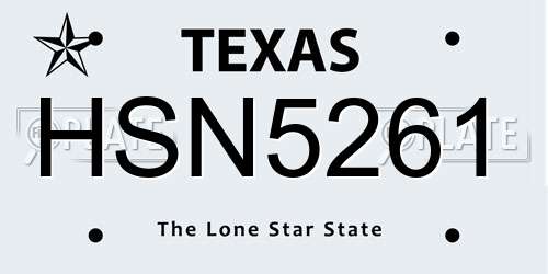 HSN5261 Texas License Plate