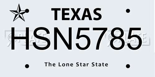 HSN5785 Texas License Plate
