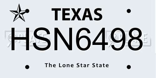 HSN6498 Texas License Plate