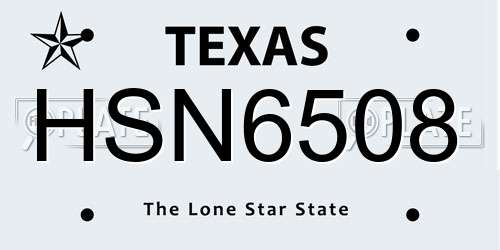HSN6508 Texas License Plate