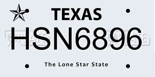 HSN6896 Texas License Plate