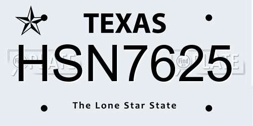 HSN7625 Texas License Plate