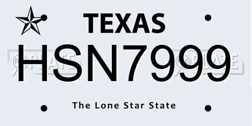 HSN7999 Texas License Plate