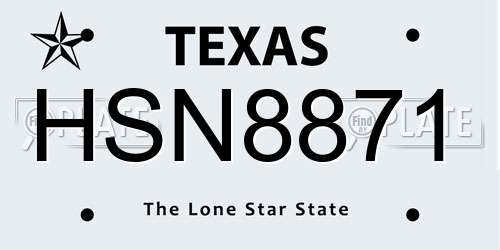 HSN8871 Texas License Plate