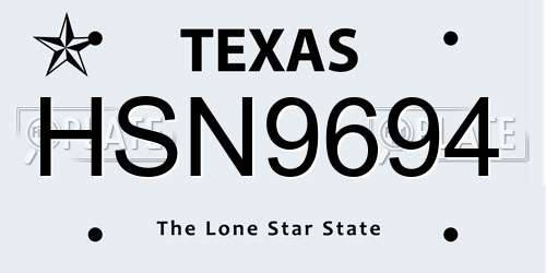 HSN9694 Texas License Plate