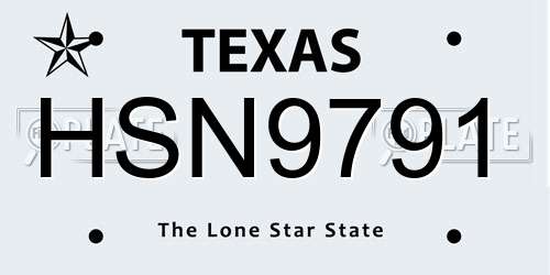 HSN9791 Texas License Plate