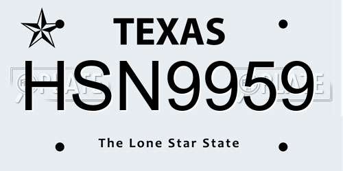 HSN9959 Texas License Plate