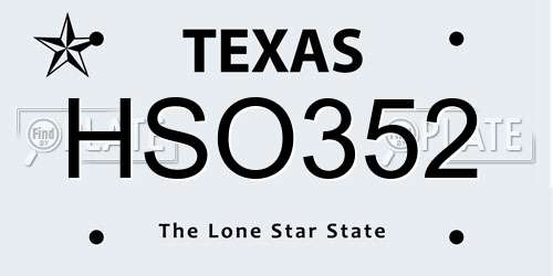 HSO352 Texas License Plate