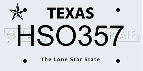 HSO357 Texas License Plate
