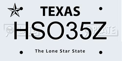 HSO35Z Texas License Plate