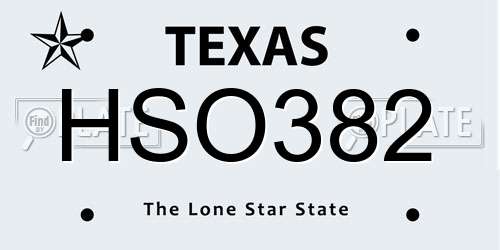 HSO382 Texas License Plate