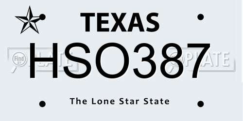 HSO387 Texas License Plate