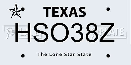 HSO38Z Texas License Plate