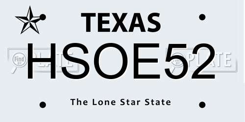HSOE52 Texas License Plate