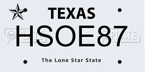 HSOE87 Texas License Plate