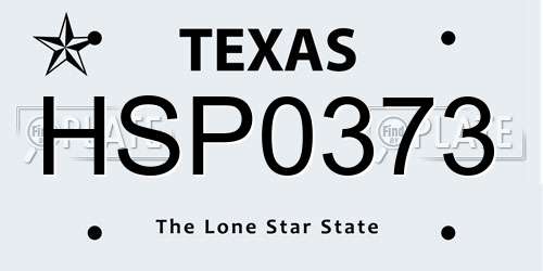 HSP0373 Texas License Plate