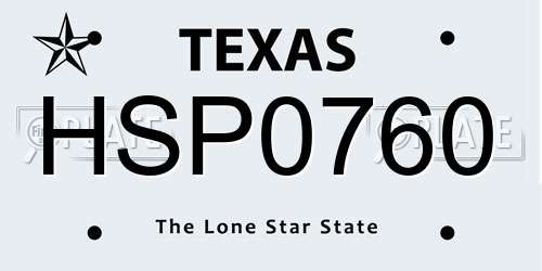 HSP0760 Texas License Plate