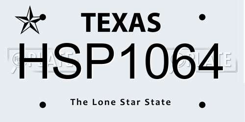 HSP1064 Texas License Plate