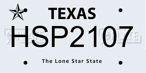 HSP2107 Texas License Plate