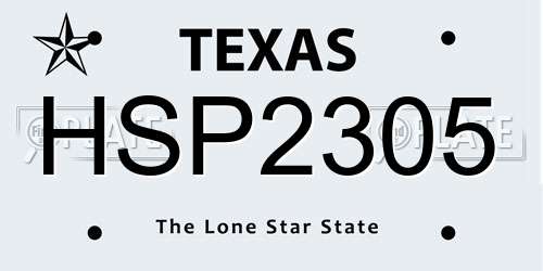 HSP2305 Texas License Plate