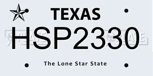 HSP2330 Texas License Plate