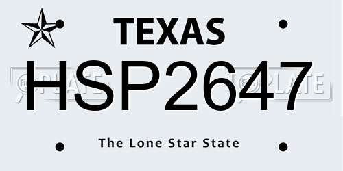 HSP2647 Texas License Plate