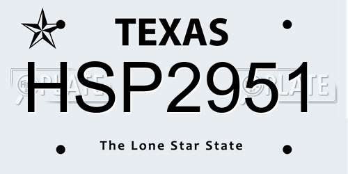 HSP2951 Texas License Plate