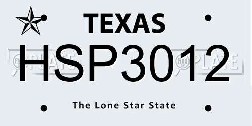 HSP3012 Texas License Plate