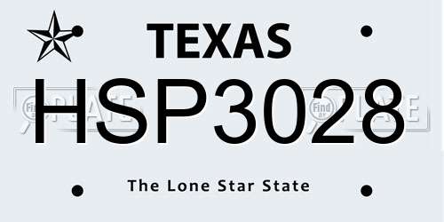 HSP3028 Texas License Plate