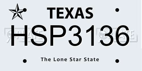 HSP3136 Texas License Plate