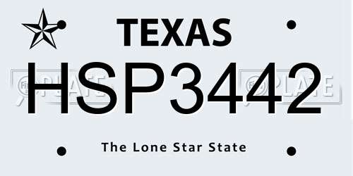 HSP3442 Texas License Plate