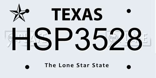 HSP3528 Texas License Plate