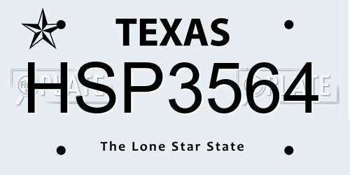 HSP3564 Texas License Plate