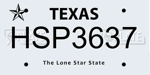 HSP3637 Texas License Plate